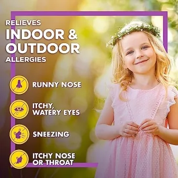 Allegra Children's 12HR Allergy Relief Non-drowsy Antihistamine Liquid, Grape Flavor, Alcohol-Free & Dye-Free, Fexofenadine HCl, 8 oz.