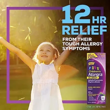 Allegra Children's 12HR Allergy Relief Non-drowsy Antihistamine Liquid, Grape Flavor, Alcohol-Free & Dye-Free, Fexofenadine HCl, 8 oz.