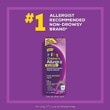 Allegra Children's 12HR Allergy Relief Non-drowsy Antihistamine Liquid, Grape Flavor, Alcohol-Free & Dye-Free, Fexofenadine HCl, 8 oz.