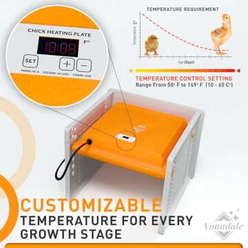 Chick Brooder Heating Plate - Chicken Brooder Heater with Adjustable Height and Angle, Digital Temperature Control, Energy-Efficient Chicken Brooder Heater Plate, Chick Brooder for 15 Baby Chick