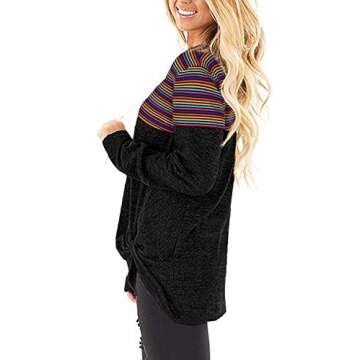 Round Neck Shirts for Women Twist Knotted Colorful Clothing 2020 Black XXL