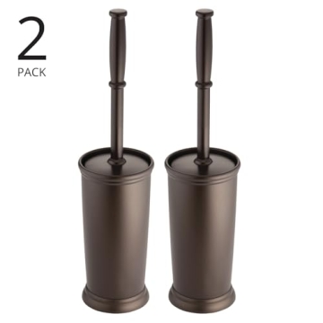 Stylish Bronze Toilet Brush Holder Set - Space-Saving 2 Pack