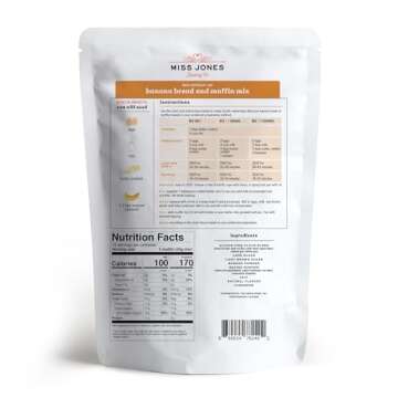 Miss Jones Baking Gluten Free Banana Bread & Muffin Mix - 50% Lower Sugar, Real Banana, Naturally Sw...