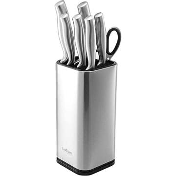 Laxinis World Universal Knife Block - Modern Stainless Steel Design for 12 Knives