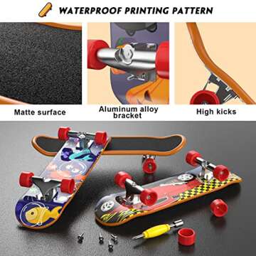 TIME4DEALS Fingerboard Mini Finger Skateboards Toys 12PCS Professional Finger Boards Set Creative Fingertips Movement, Mini Skateboard Starter Kit Finger Sports Party Favors Novelty Toy Gift for Kids