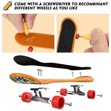 TIME4DEALS Fingerboard Mini Finger Skateboards Toys 12PCS Professional Finger Boards Set Creative Fingertips Movement, Mini Skateboard Starter Kit Finger Sports Party Favors Novelty Toy Gift for Kids
