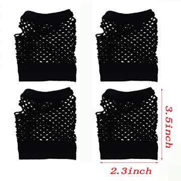 PENTA ANGEL 2 Pairs Black Nylon Fingerless Fishnet Gloves Wrist Stretch Mesh Gloves for 80's Theme P...
