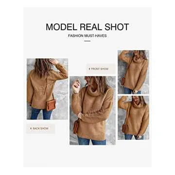 Asvivid Stylish Chunky Turtleneck Sweater for Women