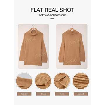 Asvivid Chunky Turtleneck Sweaters for Women Long Sleeve Knit Pullover Sweater Jumper Tops