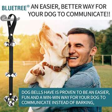 BLUETREE Dog Bells to Go Outside Dog Door Bell Premium Quality Buckle Adjustable Dog Bell Dog Attached to doorknob or Anywhere Near The Door, Length and Height Adjustable