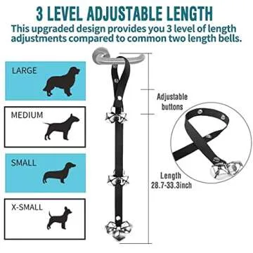 BLUETREE Dog Bells to Go Outside Dog Door Bell Premium Quality Buckle Adjustable Dog Bell Dog Attached to doorknob or Anywhere Near The Door, Length and Height Adjustable