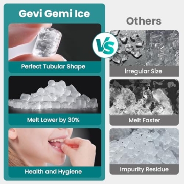 Gevi Adella Nugget Ice Maker Countertop with 1 Gallon Side Tank, 40lbs/24H Nugget Ice Machine with S...