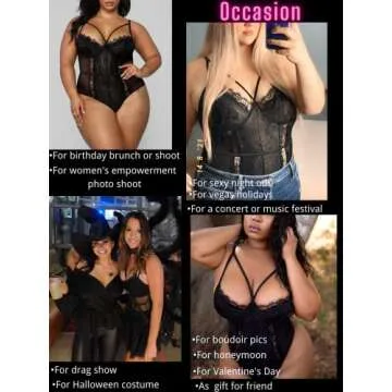 Kaei&Shi Plus Size Lingerie For Women,Sheer Lace Sexy V Neck Bodysuit,Eyelash One Piece Floral Teddy Valentine Wine Red 3X-Large