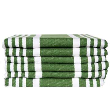 Urban Villa Kitchen Towels (20x30 Inches 6 Pack) Extra Large Premium Dish Towels for Kitchen Green & White Dish Cloths Highly Absorbent 100% Cotton Kitchen Hand Towels with Hanging Loop Tea Towels