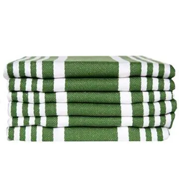 Urban Villa Kitchen Towels (20x30 Inches 6 Pack) Extra Large Premium Dish Towels for Kitchen Green & White Dish Cloths Highly Absorbent 100% Cotton Kitchen Hand Towels with Hanging Loop Tea Towels
