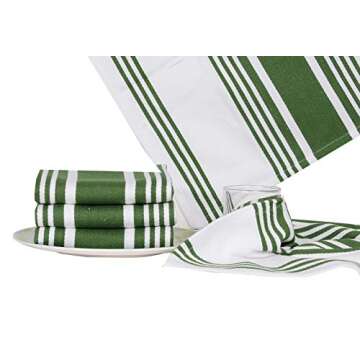 Urban Villa Kitchen Towels (20x30 Inches 6 Pack) Extra Large Premium Dish Towels for Kitchen Green & White Dish Cloths Highly Absorbent 100% Cotton Kitchen Hand Towels with Hanging Loop Tea Towels