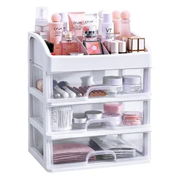 Simbuy Makeup Organizer with 3 Drawers - Elegant Bathroom Vanity Storage Solution