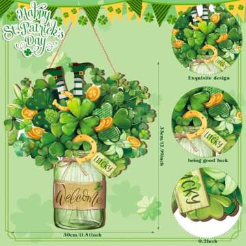 Boao St. Patrick's Day Shamrock Door Hanger - Lucky Decor