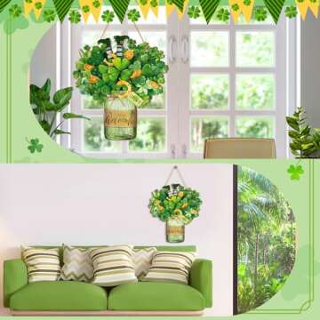 Boao St. Patrick's Day Shamrock Door Hanger - Lucky Decor