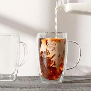 Elegant Youngever Double Wall Glass Coffee Cups - 15oz