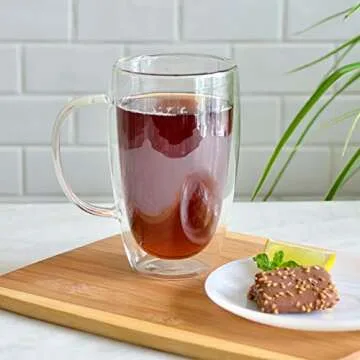 Elegant Youngever Double Wall Glass Coffee Cups - 15oz