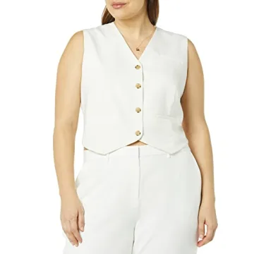 The Drop Women's Sadie Cropped Slim Vest - Ivory