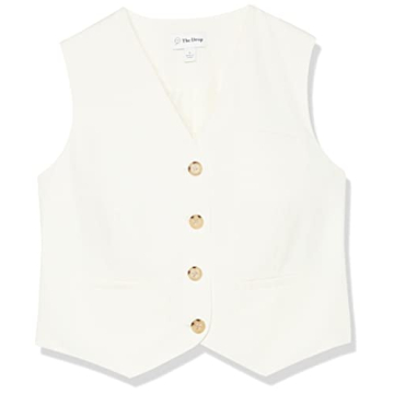 The Drop Women's Sadie Cropped Slim Vest - Ivory