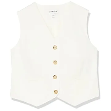The Drop Women's Sadie Cropped Slim Vest - Ivory