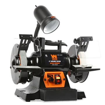 WEN BG625V 2.5-Amp 6-Inch Variable Speed Bench Grinder with Flexible Work Light, Black