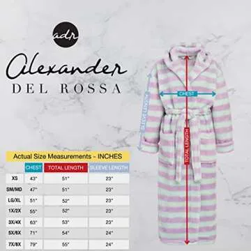 Alexander Del Rossa Womens Fluffy Robe, Fuzzy Robe for Women, Long Hooded Robes for Women, Plus Size Robe Pastel Stripes Medium (A0304P10MD)