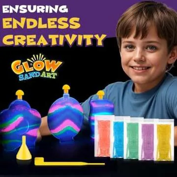 Create Your Own Magic Sand Art Glitter Activity | Glow in the Dark Colored Custom Sand Kits for Kids - Includes 12 Bottles, Funnels, Sticks, 60 Bags of Colorful Sand | DIY Arts and Crafts (12 Pack)