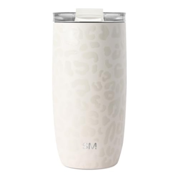 Simple Modern Travel Coffee Mug Tumbler with Flip Lid | Reusable Insulated Stainless Steel Cold Brew Iced Coffee Cup Thermos | Gifts for Women Men Him Her | Voyager Collection | 16oz | Cream Leopard