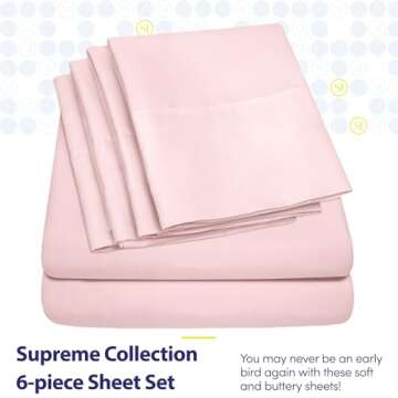 Queen Sheets Pale Pink - 6 Piece 1500 Supreme Collection Fine Brushed Microfiber Deep Pocket Queen S...