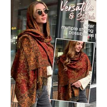 FURTALK Womens Winter Scarf Cashmere Feel Pashmina Shawl Wraps Soft Warm Blanket Scarves for Women (...