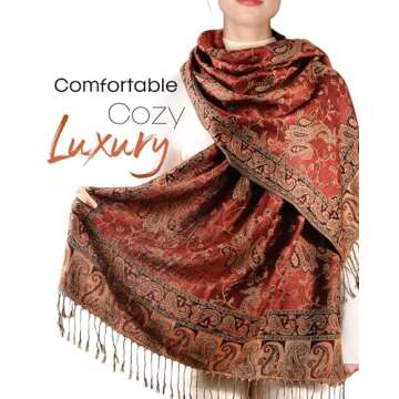 FURTALK Womens Winter Scarf Cashmere Feel Pashmina Shawl Wraps Soft Warm Blanket Scarves for Women (One size, Jujube Red)