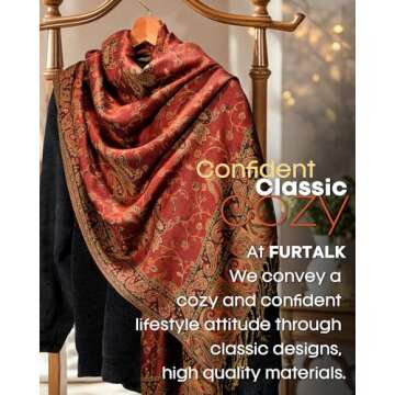 FURTALK Womens Winter Scarf Cashmere Feel Pashmina Shawl Wraps Soft Warm Blanket Scarves for Women (One size, Jujube Red)