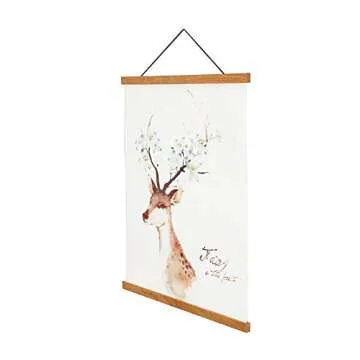 Artmag Magnetic Poster Hanger Frame, 13x19 13x22 13x24 Light Wood Wooden Magnet Canvas Artwork Print Poster Hangers Frames Hanging Kit (Teak Wood, 13")