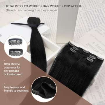 Sunny Hair Clip in Hair Extensions Straight Human Hair Clip in Extensions Remy Clip in Hair Extensio...