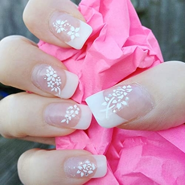Gorgeous Flower Nail Art Stickers with Rhinestones for Manicure