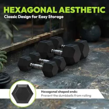 Hex Dumbbell Rubber Encased Dumbbell Strength Training Hex Dumbbell, Hand Weight For Workout & Exercise/Pair of 8LB