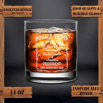 Trump Laser Engraved Whiskey Glass for Conservatives