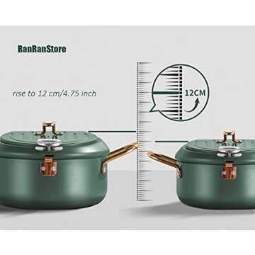 RANRAN RanRanStore Japanese Tempura Deep Fryer Pot with a Thermometer gauge lid 9.5 inch 3200ml 3.4 Quart Carbon Steel with Nonstick Coating Fried tempurachickenfishshrimp Great Fryer Pot (Black)