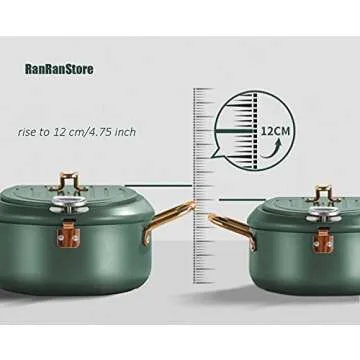 RANRAN RanRanStore Japanese Tempura Deep Fryer Pot with a Thermometer gauge lid 9.5 inch 3200ml 3.4 Quart Carbon Steel with Nonstick Coating Fried tempurachickenfishshrimp Great Fryer Pot (Black)