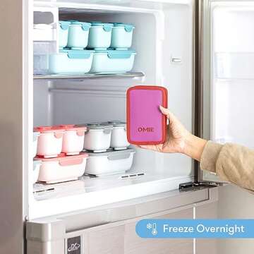 Omie OmieChill | Travel Food Pouch Cooler | Fits Standard 3.5-4 oz Food Pouches | 100% Nylon Sleeve with Freezable Pack (Pink)