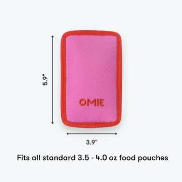 Omie OmieChill | Travel Food Pouch Cooler | Fits Standard 3.5-4 oz Food Pouches | 100% Nylon Sleeve with Freezable Pack (Pink)