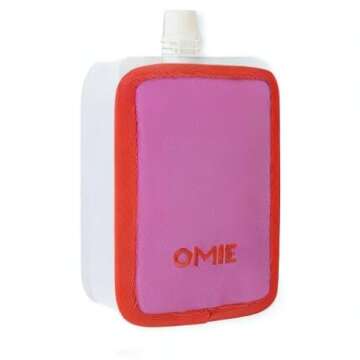 Omie OmieChill | Travel Food Pouch Cooler | Fits Standard 3.5-4 oz Food Pouches | 100% Nylon Sleeve with Freezable Pack (Pink)