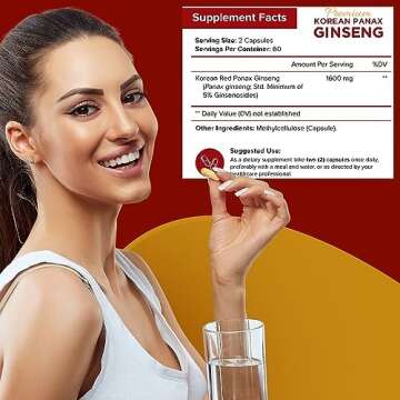 NutriFlair Korean Red Panax Ginseng 1600mg, 120 Vegan Capsules - 5% Ginsenosides