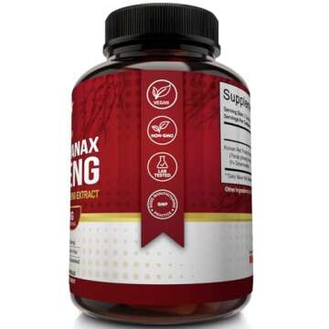 NutriFlair Korean Red Panax Ginseng 1600mg, 120 Vegan Capsules - 5% Ginsenosides