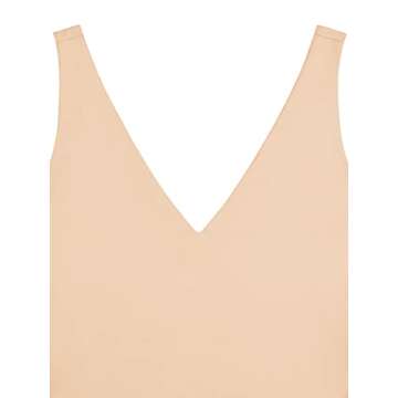 REORIA Women's Summer Sexy Plunge Deep V Neck Sleeveless Double Lined One Piece Tank Tops Thong Bodysuits Leotards for Going Out Nude Plus Size 2X-Large