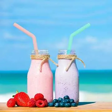 Senneny 6 Silicone Drinking Straws - Reusable & BPA Free